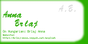 anna brlaj business card